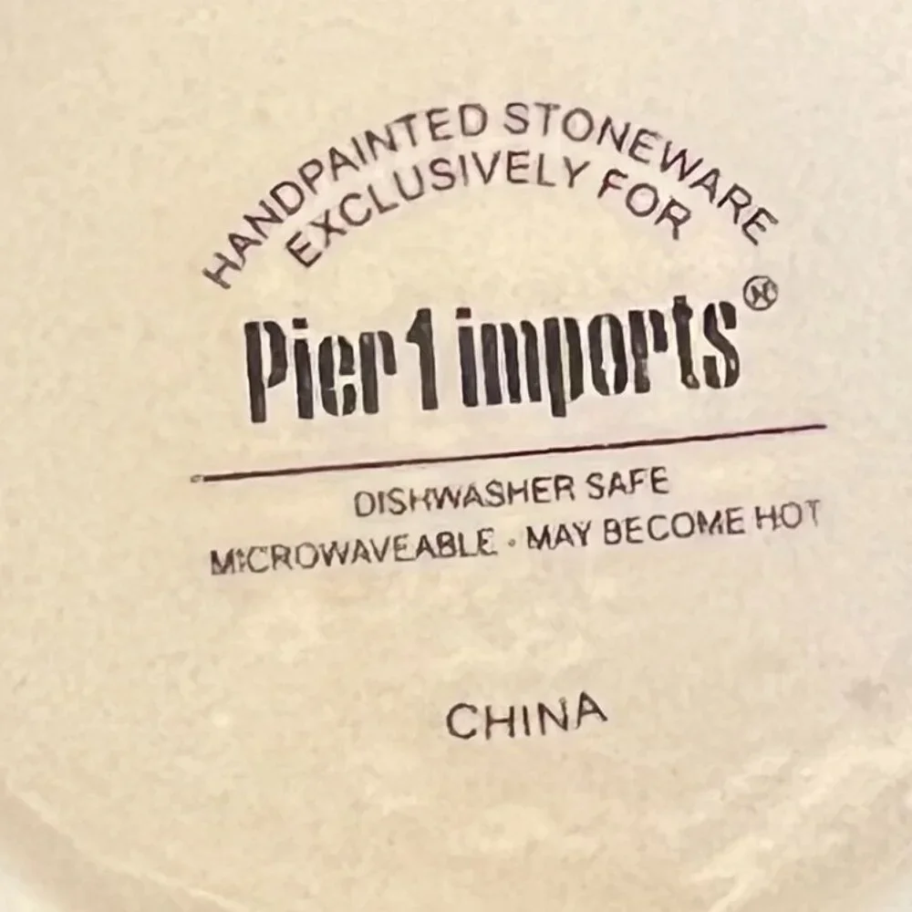 PIER 1 IMPORTS 3-D Hand Painted Stoneware Elephant Mug w/ Elephant Head Handle